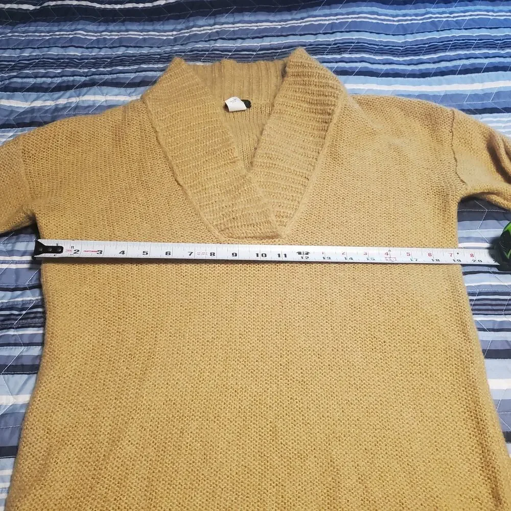J. Crew Mohair Wool Blend Shawl Neck Sweater Golden Yellow Size M